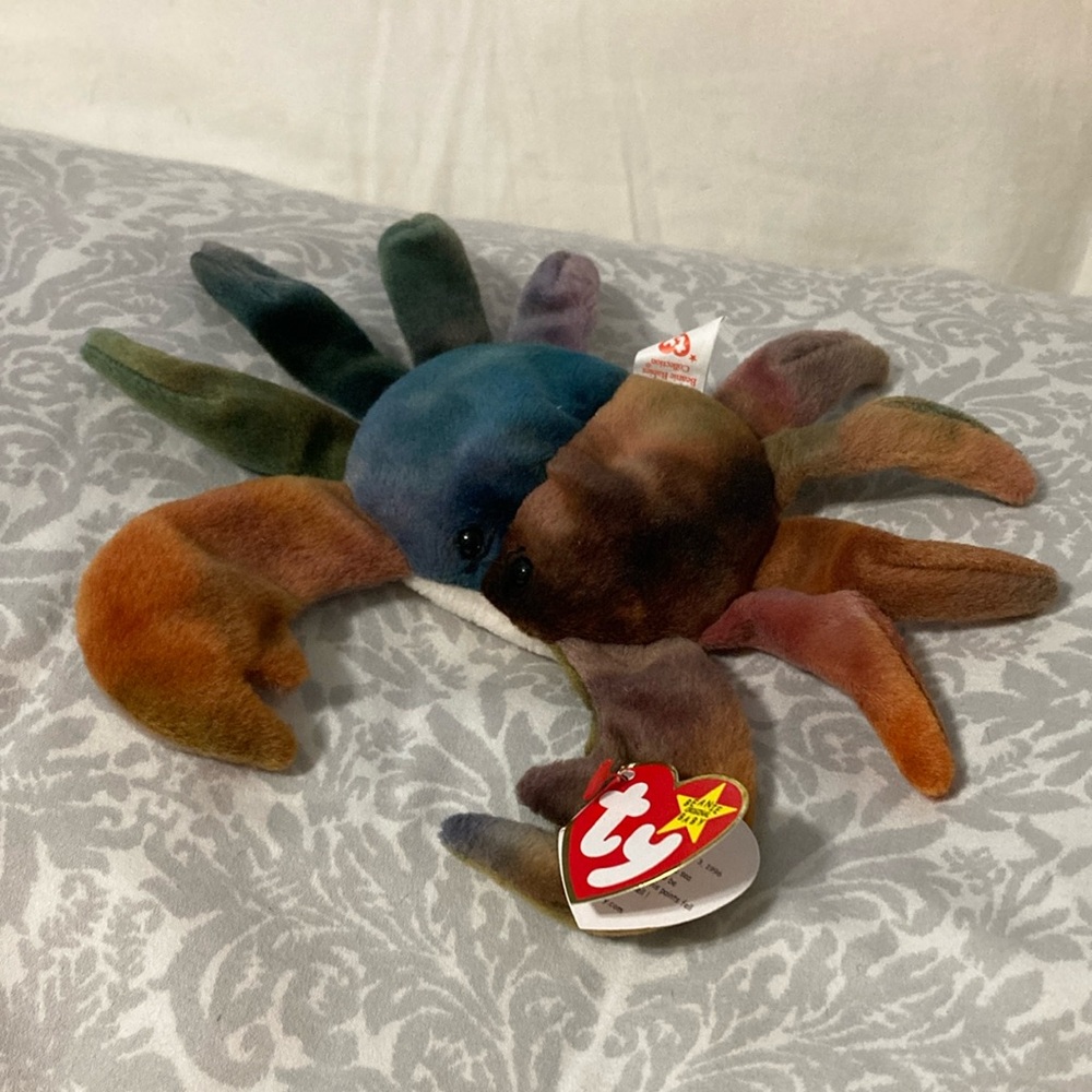 Rare TY beanie baby Claude the Crab With errors- 1996 Mint Condition PVC Pellets
